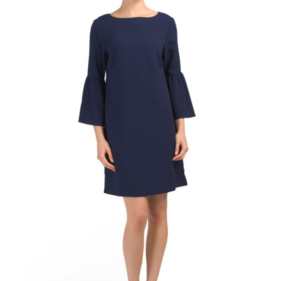 Charles Henry Dresses & Skirts - NWT Scoop Neck Navy Bell Sleeve Work Shift Dress